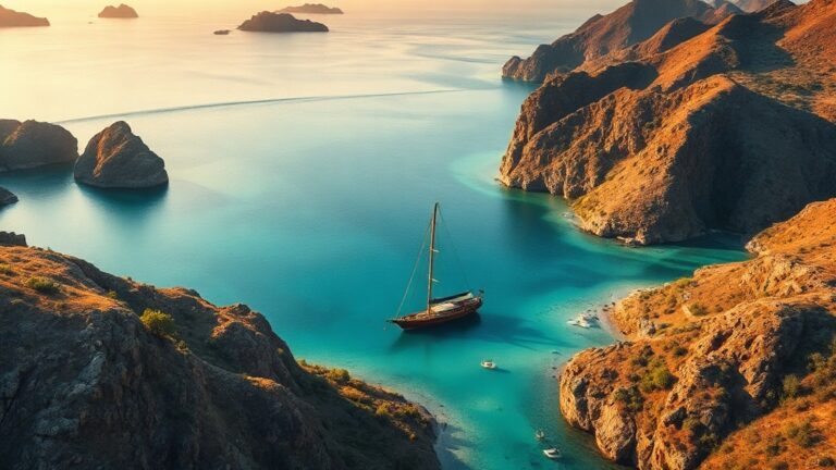 A traditional phinisi boat in Komodo National Park waters